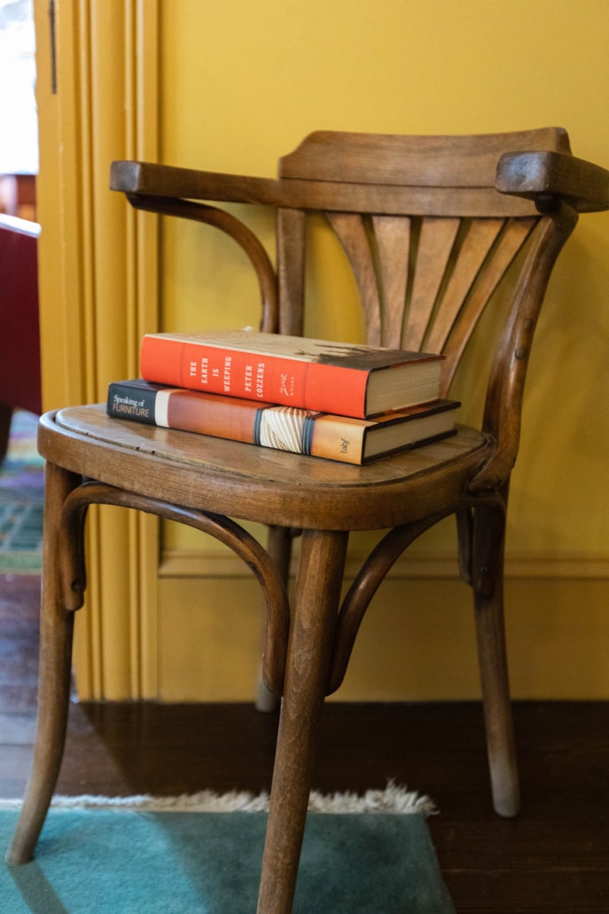 books in a chair