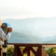 woman looking at mountains