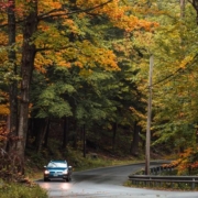 car driving on scenic route