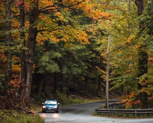 car driving on scenic route