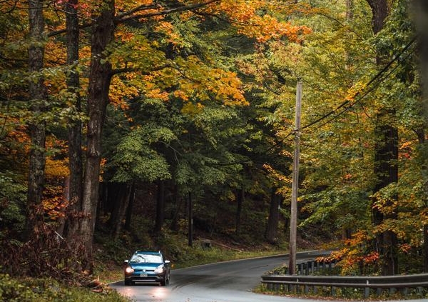 car driving on scenic route