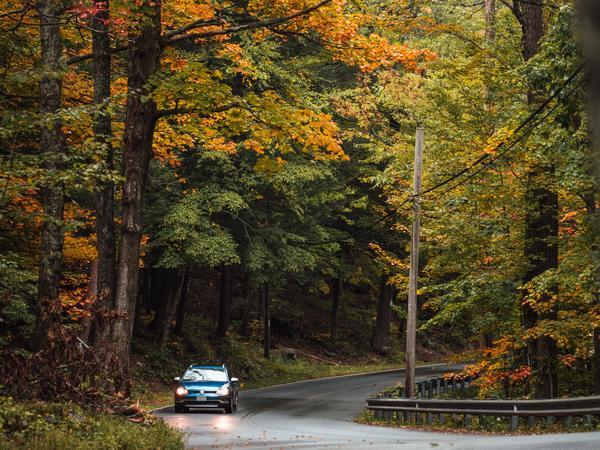 car driving on scenic route